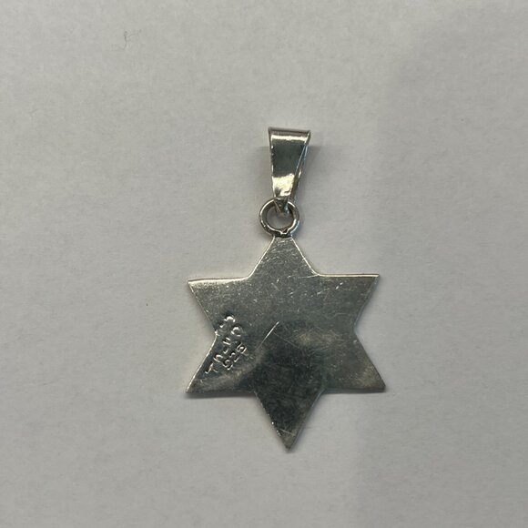 VTG STERLING SILVER JEWISH HEBREW STAR OF DAVID NECKLACE PENDANT W/12 TRIBES 3g - Picture 3 of 7